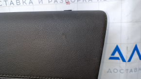 Door trim card front right Lincoln MKX 16- beige with beige insert leather, armrest brown leather, molding dark wood structure, pokes, scuffs, scratches