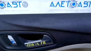 Door trim card front right Ford Escape MK3 13-16 prerest, beige with beige insert leather, armrest beige leather, dents, bumps, scratches, abrasions, scuffs, peeling chrome on the handle