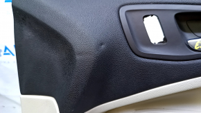 Door trim card front right Ford Escape MK3 13-16 prerest, beige with beige insert leather, armrest beige leather, dents, bumps, scratches, abrasions, scuffs, peeling chrome on the handle