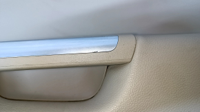 Door trim card front right Ford Escape MK3 13-16 prerest, beige with beige insert leather, armrest beige leather, dents, bumps, scratches, abrasions, scuffs, peeling chrome on the handle