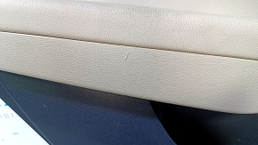 Door trim card rear left Hyundai Sonata 15-17 black with beige insert plastic, armrest beige leather, gray molding structure, scratches, abrasions