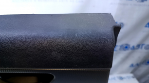 Door trim card rear left Hyundai Sonata 15-17 black with beige insert plastic, armrest beige leather, gray molding structure, scratches, abrasions