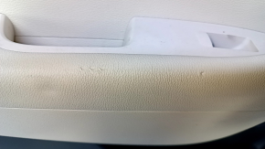 Door trim card rear left Hyundai Sonata 15-17 black with beige insert plastic, armrest beige leather, gray molding structure, scratches, abrasions, dent, scuff