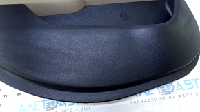 Door trim card rear left Hyundai Sonata 15-17 black with beige insert plastic, armrest beige leather, gray molding structure, scratches, abrasions, dent, scuff