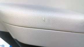 Door trim card rear left Hyundai Sonata 15-17 black with gray insert plastic, armrest gray leather, gray molding structure, scuffs, pokes, scratches, abrasions