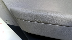 Door trim card rear left Hyundai Sonata 15-17 black with gray insert plastic, armrest gray leather, gray molding structure, scuffs, pokes, scratches, abrasions, for dry cleaning