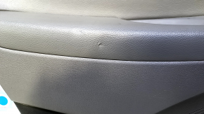 Door trim card rear left Hyundai Sonata 11-15 black with gray insert leather, armrest gray leather, black molding structure, scratches, dents, abrasions, scuffs
