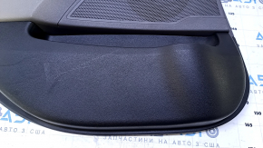 Door trim card rear left Hyundai Sonata 11-15 black with gray insert leather, armrest gray leather, black molding structure, scratches, dents, abrasions, scuffs