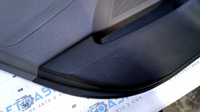 Door trim card rear left Hyundai Sonata 11-15 black with gray insert leather, armrest gray leather, black molding structure, scratches, dents, abrasions, scuffs