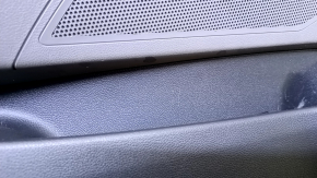 Door trim card rear left Hyundai Sonata 11-15 black with gray insert leather, armrest gray leather, black molding structure, scratches, dents, abrasions