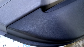 Door trim card rear left Hyundai Sonata 11-15 black with gray insert leather, armrest gray leather, black molding structure, scratches, dents, abrasions