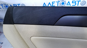 Door trim card rear left Hyundai Sonata 15-17 black with beige insert leather, armrest beige leather, gray molding structure, scratches, abrasions, dents, for dry cleaning