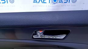 Door trim card rear left Hyundai Sonata 11-15 black with gray insert leather, armrest gray leather, molding gray structure, scratches, dents, bumps, abrasions