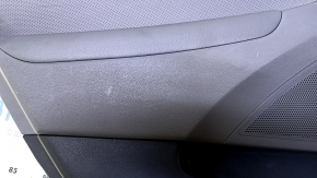 Door trim card rear left Hyundai Sonata 11-15 black with gray insert leather, armrest gray leather, molding gray structure, scratches, dents, bumps, abrasions