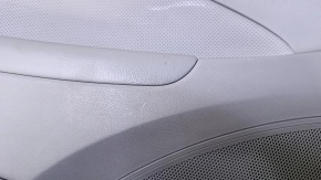 Door trim card rear left Hyundai Sonata 11-15 black with gray insert leather, armrest gray leather, molding gray structure, scratches, dents, bumps, abrasions