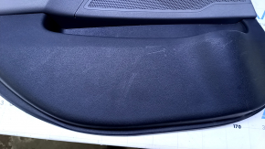 Door trim card rear left Hyundai Sonata 11-15 black with gray insert leather, armrest gray leather, molding gray structure, scratches, dents, bumps, abrasions