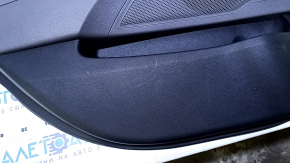 Door trim card rear left Hyundai Sonata 11-15 black with gray insert plastic, armrest gray leather, black molding structure, scratches, scuffs, abrasions, dents, bumps