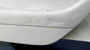 Door trim card rear left Hyundai Sonata 15-17 black with beige insert plastic, armrest beige leather, gray molding structure, scratches, abrasions, dents