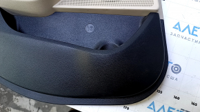 Door trim card rear left Hyundai Sonata 15-17 black with beige insert plastic, armrest beige leather, gray molding structure, scratches, abrasions, dents