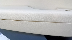 Door trim card rear left Hyundai Sonata 15-17 black with beige insert leather, armrest beige leather, molding light wood gloss, with curtain, scratches, abrasions, dents, scuffs