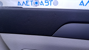 Door trim card rear left Hyundai Sonata 15-17 black with gray insert leather, armrest gray leather, gray molding structure, scuffs, pokes, scratches, abrasions