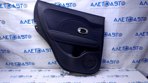 Door trim card rear left Kia Soul 14-19 black with black insert cloth, armrest black leather, scratches, abrasions