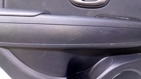Door trim card rear left Kia Soul 14-19 black with black insert cloth, armrest black leather, scratches, abrasions