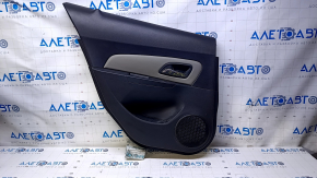 Door trim card rear left Chevrolet Cruze 11-15 black with gray insert leather, armrest black plastic, scratches, abrasions, crack in fastening