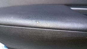 Door trim card rear left Kia Optima 16- black with black insert leather, armrest black leather, scratches, dents, abrasions, scuffs, tear on leather