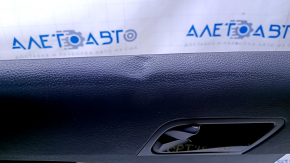 Door trim card rear left Kia Optima 11-15 black with gray insert cloth, armrest black leather, handle black matte, dents, abrasions, scratches