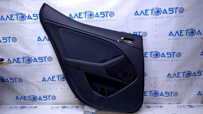 Door trim card rear left Kia Optima 11-15 black with gray insert cloth, armrest black leather, handle black matte, dents, abrasions, scuffs, bumps