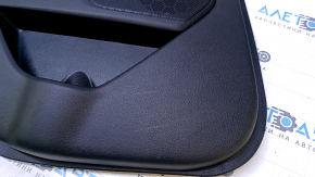 Door trim card rear left Kia Optima 11-15 black with gray insert cloth, armrest black leather, handle black matte, dents, abrasions, scuffs, bumps