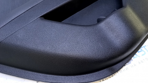 Door trim card rear left Kia Optima 11-15 black with gray insert cloth, armrest black leather, handle black matte, dents, abrasions, scuffs, bumps