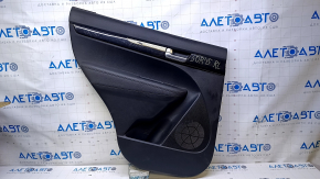 Door trim card rear left Kia Sorento 10-15 black with black insert plastic, armrest black leather, molding black wood gloss, scuffs, scratches