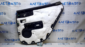 Door trim card rear left Kia Optima 16- black with black insert leather, armrest black leather, scratches, dent, abrasions