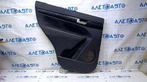 Door trim card rear left Kia Sorento 10-15 black with black insert plastic, armrest black leather, molding black wood gloss, with curtain, scuffs, scratches