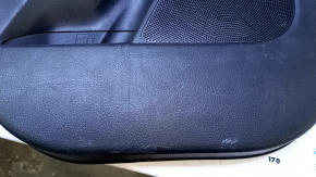 Door trim card rear left Kia Sorento 10-15 black with black insert plastic, armrest black leather, molding black wood gloss, with curtain, scuffs, scratches