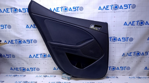 Door trim card rear left Kia Optima 11-15 black with gray insert cloth, armrest black leather, handle chrome, dents, abrasions, scratches