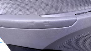Door trim card rear left Hyundai Sonata 11-15 black with gray insert leather, armrest gray leather, molding gray structure, scratches, dents, abrasions