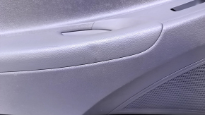 Door trim card rear left Hyundai Sonata 11-15 black with gray insert plastic, armrest gray leather, black molding structure, scratches, abrasions, dents