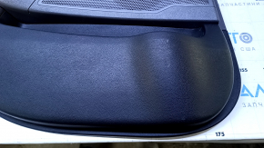 Door trim card rear left Hyundai Sonata 11-15 black with gray insert plastic, armrest gray leather, black molding structure, scratches, abrasions, dents