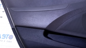 Door trim card rear left Hyundai Sonata 11-15 black with gray insert plastic, armrest gray leather, black molding structure, scratches, abrasions, dents