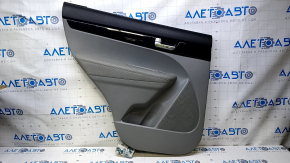 Door trim card rear left Kia Sorento 10-15 gray with gray insert plastic, armrest gray leather, molding black wood gloss, scratches, abrasions