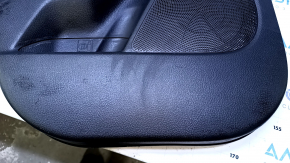 Door trim card rear left Kia Sorento 10-15 black with black insert plastic, armrest black leather, molding black wood gloss, with curtain, with backlight, scuffs, scratches