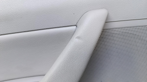 Door trim card rear left Hyundai Sonata 15-17 black with gray insert leather, armrest gray leather, molding carbon structure, scuffs, pokes, scratches, abrasions