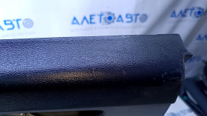 Door trim card rear left Hyundai Sonata 15-17 black with gray insert leather, armrest gray leather, molding carbon structure, scuffs, pokes, scratches, abrasions