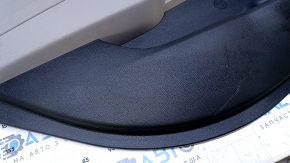 Door trim card rear left Hyundai Sonata 15-17 black with gray insert leather, armrest gray leather, molding carbon structure, scuffs, pokes, scratches, abrasions