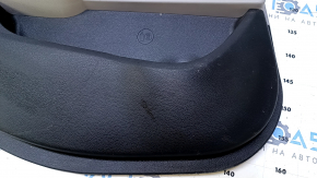 Door trim card rear left Hyundai Sonata 15-17 black with gray insert leather, armrest gray leather, molding carbon structure, scuffs, pokes, scratches, abrasions