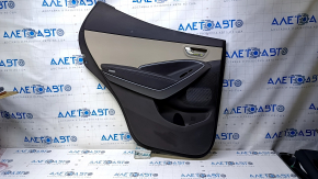 Door trim card rear left Hyundai Santa FE Sport 13-18 dark brown with beige insert leather, armrest dark brown leather, molding gray structure, scratches, scuffs, abrasions, dents