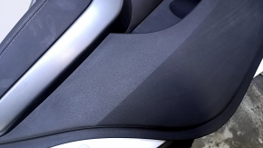 Door trim card rear left Hyundai Santa FE Sport 13-18 dark brown with beige insert leather, armrest dark brown leather, molding gray structure, scratches, scuffs, abrasions, dents